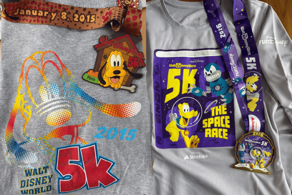 Walt Disney World 5k shirts and medals