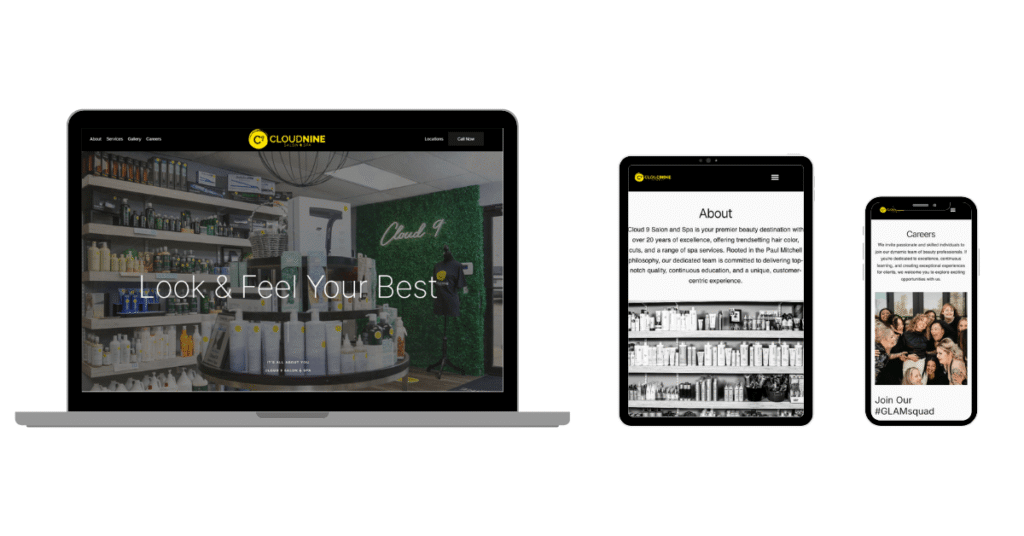 Cloud9 Salon Responsive Screenshots