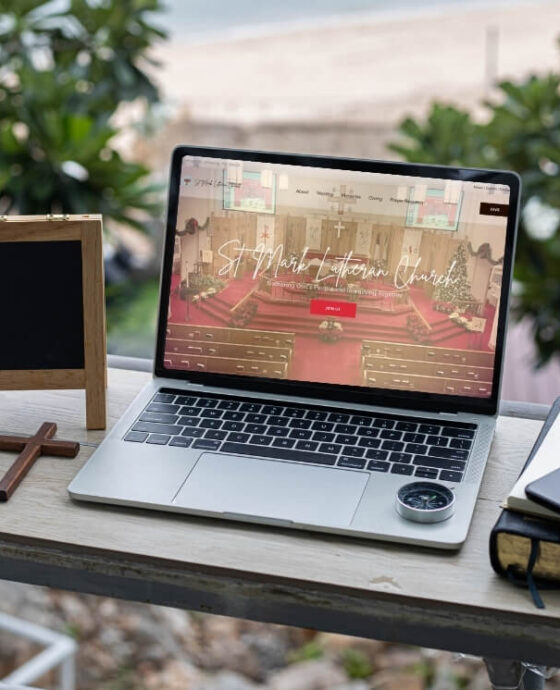 Laptop in a church office