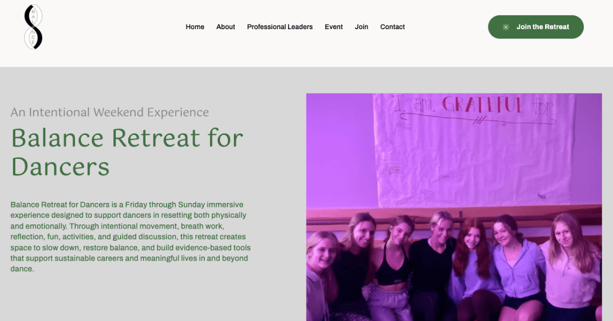 Event page screenshot