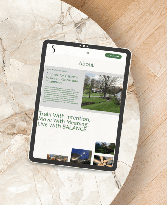 Balance Retreat site on a tablet