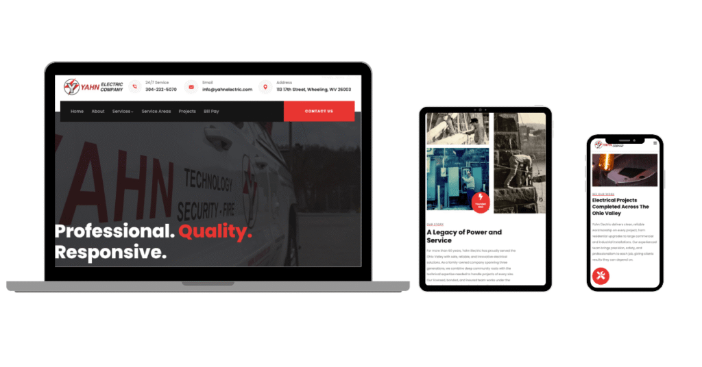 Yahn Electric Company 3 responsive screens